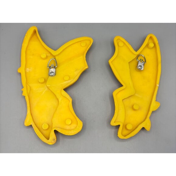 Vtg Statuary Yellow Orange Butterfly Wall Decor Set Of 2 - Picture 3 of 4